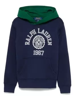 Толстовка с капюшоном и принтом логотипа Ralph Lauren Kids, синий