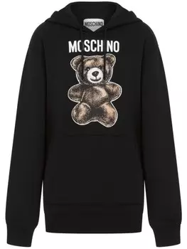 Толстовка с капюшоном и принтом плюшевого мишки Moschino, черный