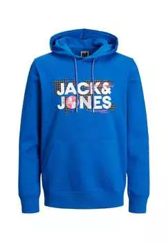 Толстовка с капюшоном и принтом «пыль» Jack & Jones, синий