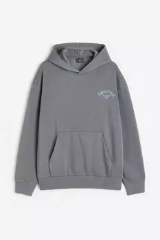 Толстовка с капюшоном и принтом Relaxed Fit H&amp;M, серый/туринский тур