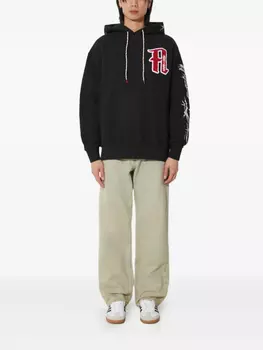 Толстовка с капюшоном и принтом скелета с вышивкой Овна Aries, черный