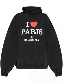 Толстовка с капюшоном и принтом слоганов Balenciaga, черный