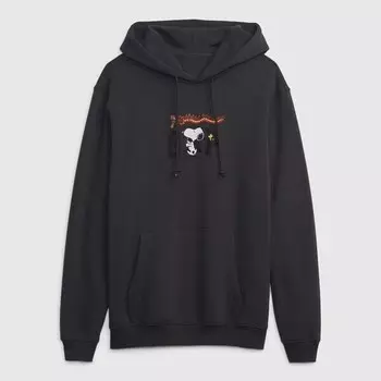 Толстовка с капюшоном и принтом снупи и логотипа Gap, черный