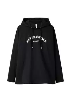 Толстовка с капюшоном и принтом спереди, А-силуэта sheego, черный