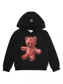 Толстовка с капюшоном и принтом Teddy Bear Philipp Plein Junior, черный