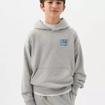 Толстовка с капюшоном и принтом в виде надписи и логотипа Gap, серый