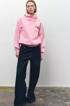 Толстовка с капюшоном и принтом ZARA, розовый