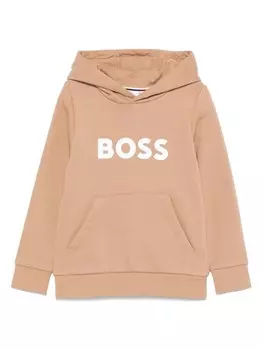 Толстовка с капюшоном и прорезиненным логотипом BOSS Kidswear, серый