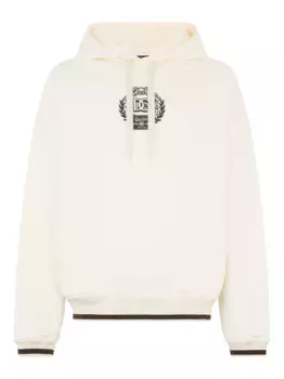 Толстовка с капюшоном и ребристыми манжетами, вышитым логотипом DOLCE & GABBANA, белый