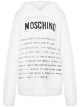 Толстовка с капюшоном и текстовым принтом Moschino, белый