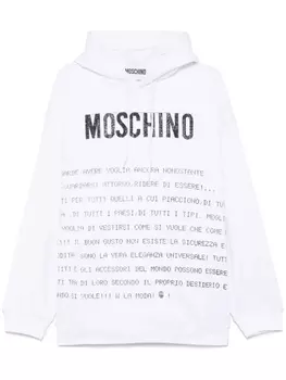 Толстовка с капюшоном и текстовым принтом Moschino, белый