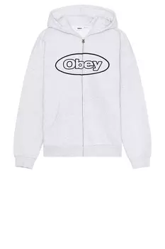 Толстовка с капюшоном и тяжелой молнией Obey, ash grey