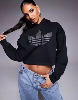 Толстовка с капюшоном и трилистником из страз adidas Originals