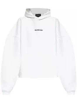 Толстовка с капюшоном и вышитым логотипом Balenciaga, белый