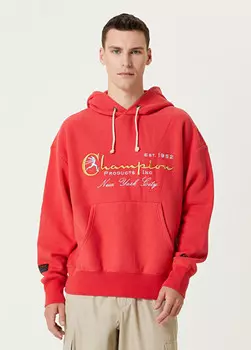 Толстовка с капюшоном и вышитым логотипом Champion, красный