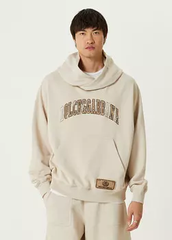 Толстовка с капюшоном и вышитым логотипом Dolce&Gabbana, бежевый