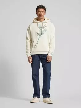 Толстовка с капюшоном и вышитым мотивом Emporio Armani, кремовый