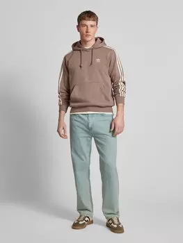 Толстовка с капюшоном и вышитыми этикетками adidas Originals, темно-коричневый