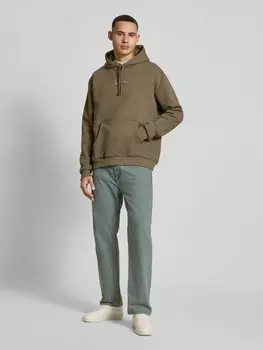 Толстовка с капюшоном и вышитыми этикетками KARL KANI, хаки