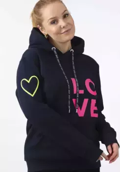 Толстовка с капюшоном и вышивкой на рукаве Zwillingsherz, цвет морской волны