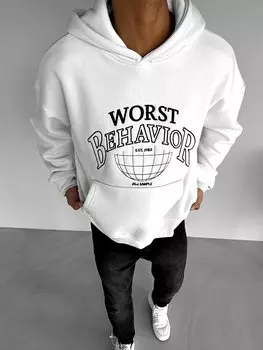 Толстовка с капюшоном и вышивкой Oversize Белая ablukaonline