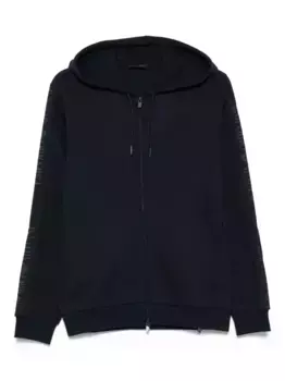 Толстовка с капюшоном и застежкой-молнией с логотипом EMPORIO ARMANI, синий