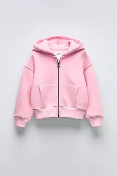 Толстовка с капюшоном и застежкой-молнией ZARA, розовый