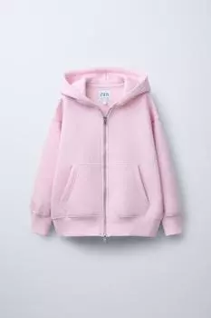 Толстовка с капюшоном и застежкой-молнией ZARA, розовый