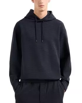 Толстовка с капюшоном и жаккардовым логотипом Emporio Armani, синий