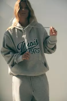 Толстовка с капюшоном illinois ZARA, серый мергель