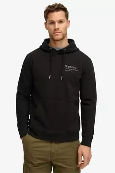 Толстовка с капюшоном из 100% хлопка с логотипом Superdry, черный