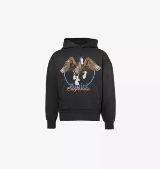 Толстовка с капюшоном из эластичного хлопка с графическим принтом «Пегас» Amiri, черный