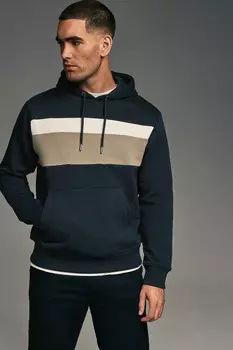 Толстовка с капюшоном из блокирующего меланжевого хлопка Next, мультиколор