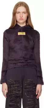 Толстовка с капюшоном из фиолетового мехового трикотажа MM6 Maison Margiela
