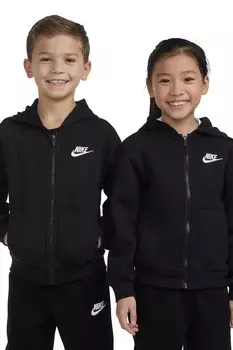 Толстовка с капюшоном из флиса на молнии от Little Kids Club Nike, черный