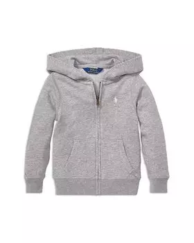 Толстовка с капюшоном из флиса на молнии для девочек - Little Kid Ralph Lauren, серый