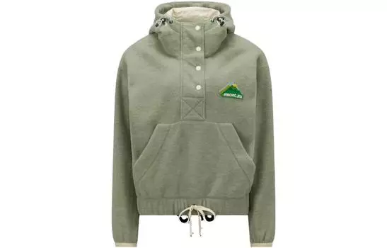 Толстовка с капюшоном из флиса с завязками на завязках Moncler, Sage Green
