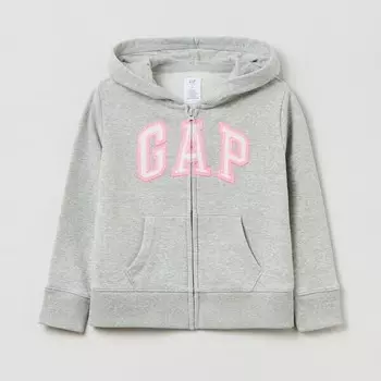 Толстовка с капюшоном из французского трикотажа на молнии с нашивкой-логотипом Gap, серый