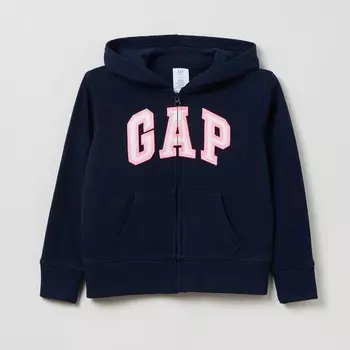 Толстовка с капюшоном из французского трикотажа на молнии с нашивкой-логотипом Gap, синий