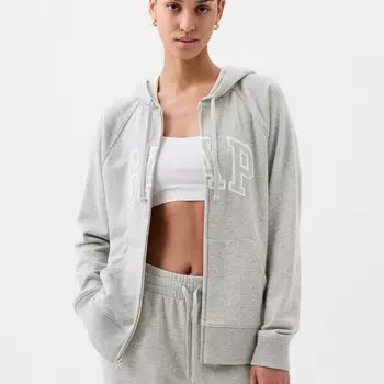 Толстовка с капюшоном из французского трикотажа на молнии с нашивкой-логотипом Gap, серый