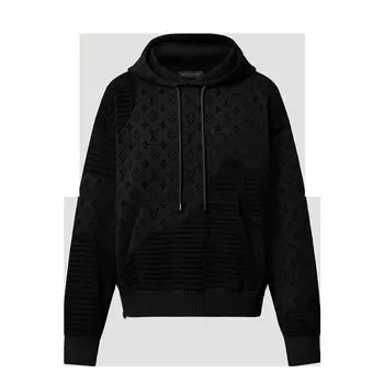 Толстовка с капюшоном из графического жаккарда Louis Vuitton, черный