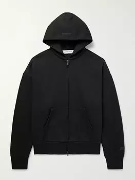 Толстовка с капюшоном из хлопчатобумажной смеси с логотипом и застежкой-молнией FEAR OF GOD ESSENTIALS, черный