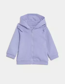 Толстовка с капюшоном из хлопка (0–3 года) Marks & Spencer, сирень
