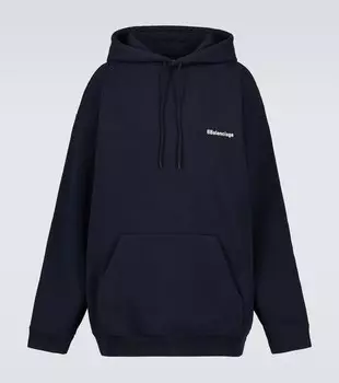 Толстовка с капюшоном из хлопка BB Balenciaga, синий