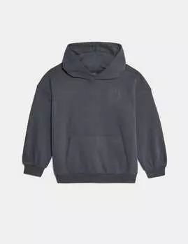 Толстовка с капюшоном из хлопка Marks & Spencer, темно-серый