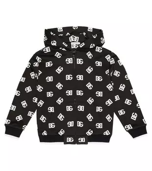 Толстовка с капюшоном из хлопка на молнии Dolce&Gabbana, белый