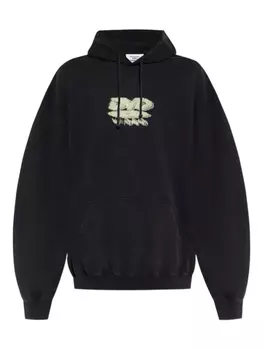 Толстовка с капюшоном из хлопка с графическим принтом VETEMENTS, черный