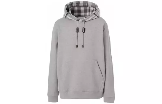 Толстовка с капюшоном из хлопка с капюшоном в клетку Burberry, серый