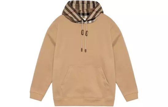 Толстовка с капюшоном из хлопка с капюшоном в клетку Burberry, хаки