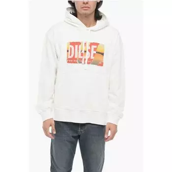 Толстовка с капюшоном из хлопка с начесом и эффектом потертости S-MACS-POFF-L1 Diesel, White